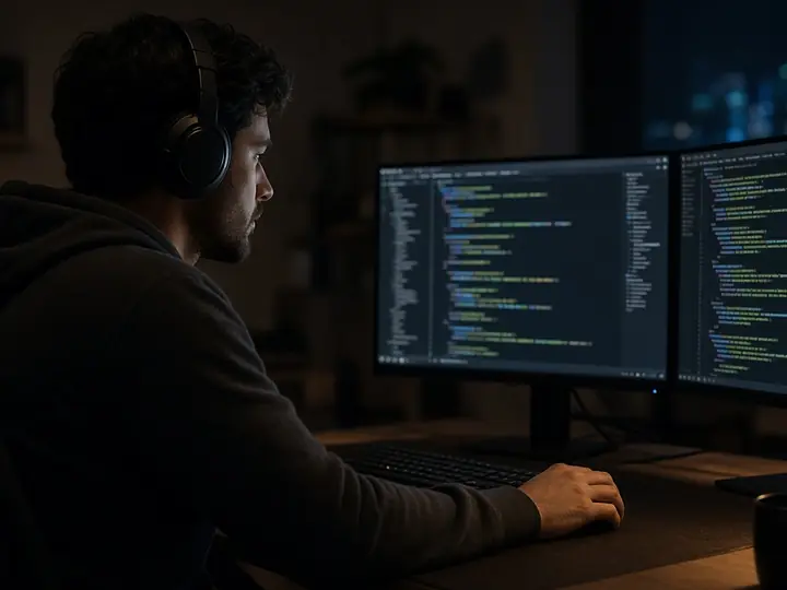 Developer working on a web application