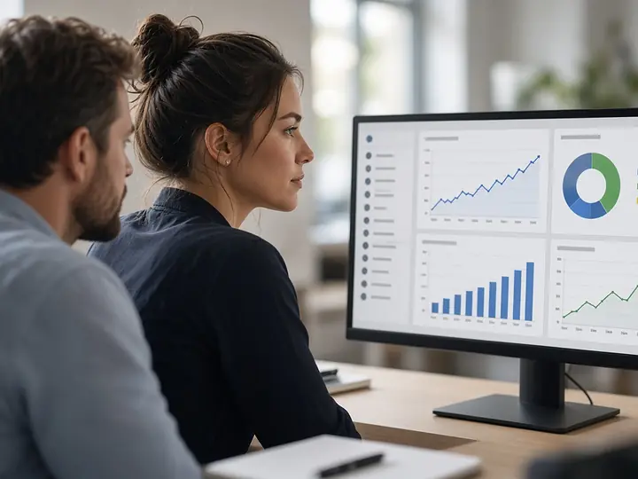 Analytics dashboard on a laptop